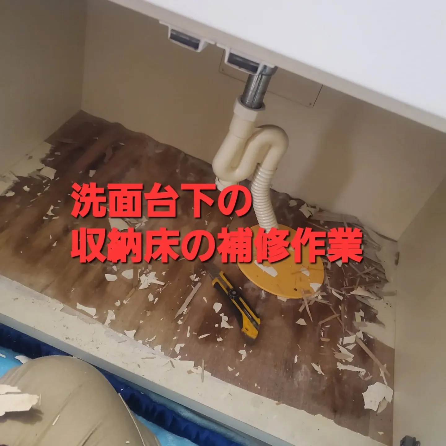 大阪府貝塚市にて、【数年放置していた洗面台下の床…】どうにか...